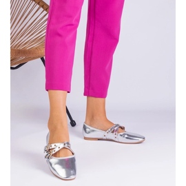 D/CEO Silver Eco -Leather Ballerinas dekorerade med Emmarino -spännen 2