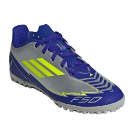 Adidas f50 klubb messi tf ih0923 silverblå fotbollsskor 1