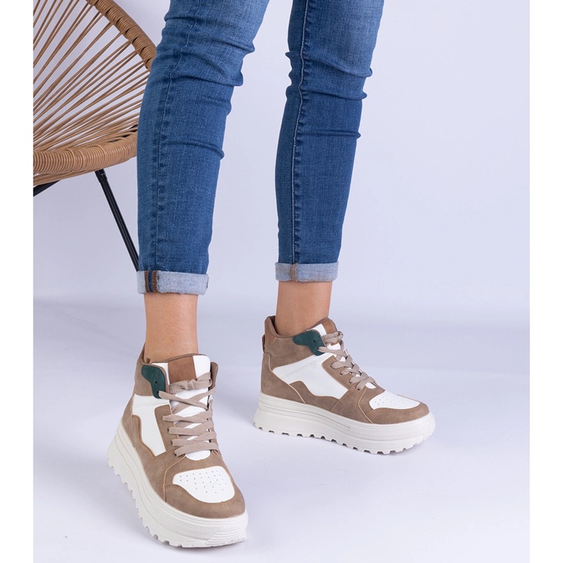 Beige Women's Sports Sneakers på plattformen 1