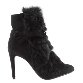 Svarta Stövlar på hög klack med päls svart 1319 Svart 2
