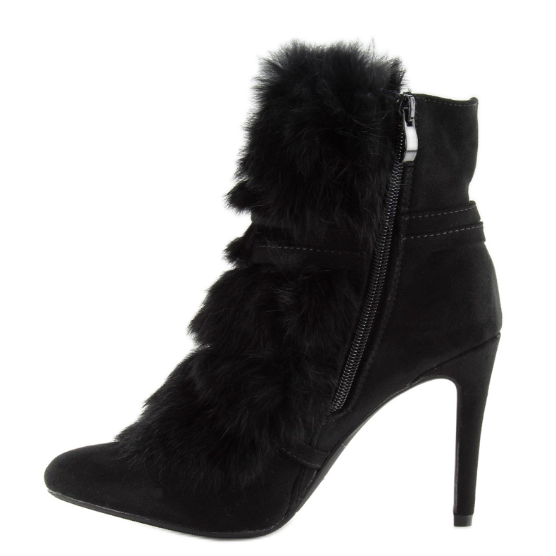 Svarta Stövlar på hög klack med päls svart 1319 Svart 1