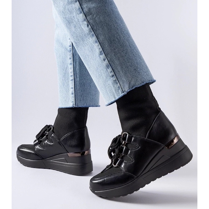 D/CEO Rochon svarta kilstrumpastövlar 2