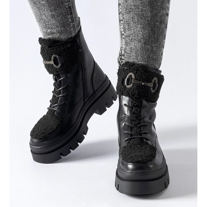 D/CEO Svarta isolerade arbetarstövlar med Highland-spänne 2