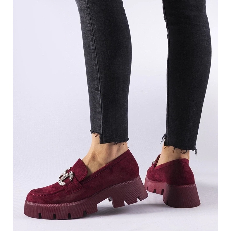 D/CEO Giacomo vinröda mockasiner med strass 2