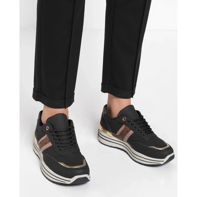 Kvinnors veloxa svarta sneakers 2