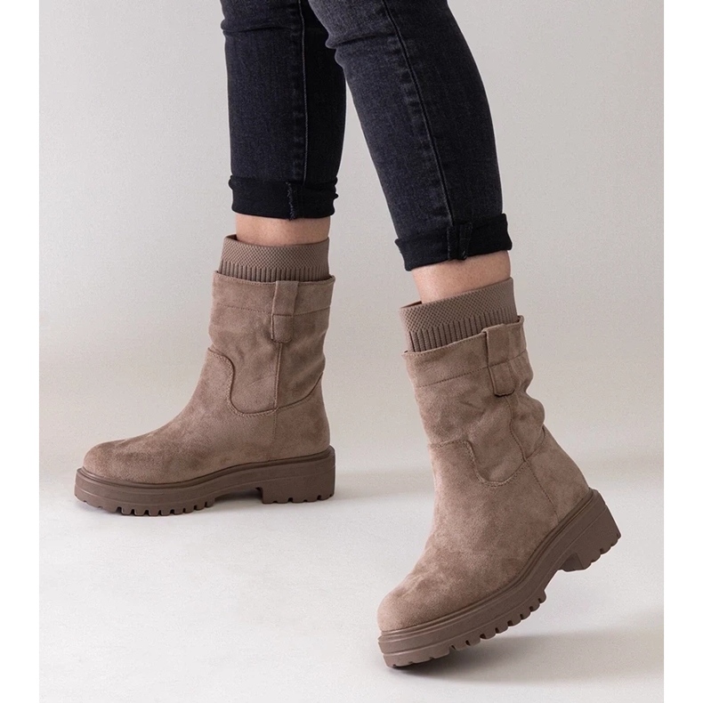 D/CEO Beige slip-on ankelboots med en Ralia-strumpa 1