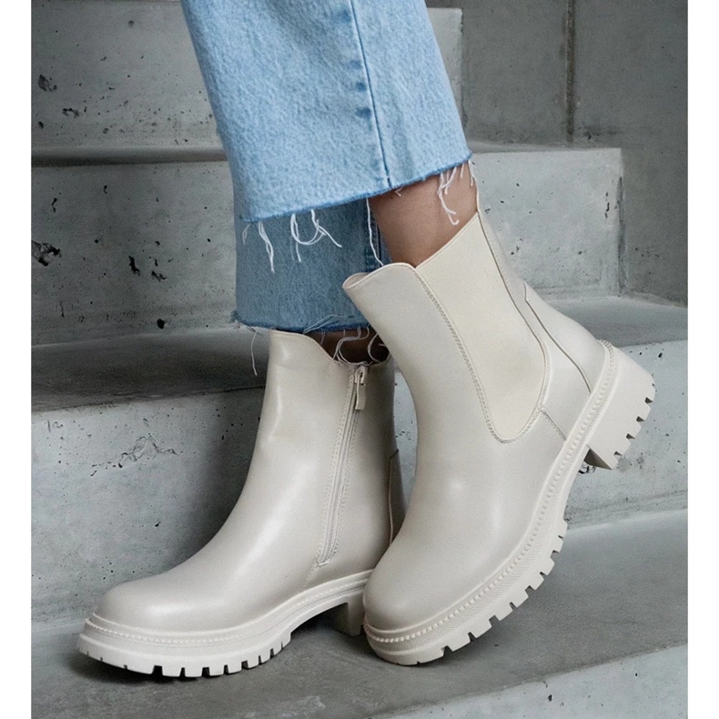 D/CEO Beige isolerade stövlar med dragkedja, ekoläder Alia 2