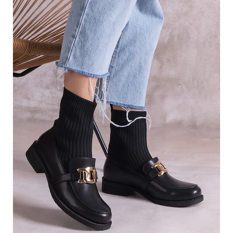 D/CEO Svarta ankelboots med ovandel i tyg från Krisa 2