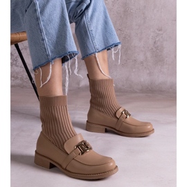 D/CEO Mörkbeige stövletter med ovandel i tyg från Krisa 1