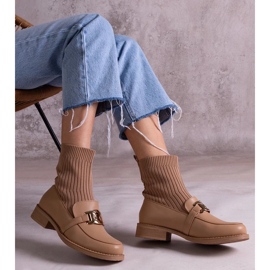 D/CEO Mörkbeige stövletter med ovandel i tyg från Krisa 2