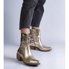 D/CEO Cowboystövlar i guld för damer med hög klack, metallic metallic Madeira gyllene 2