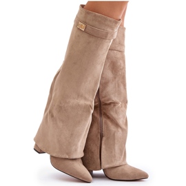 Givana Stövlar på stolpen med en upphöjd övre isolerad beige 4