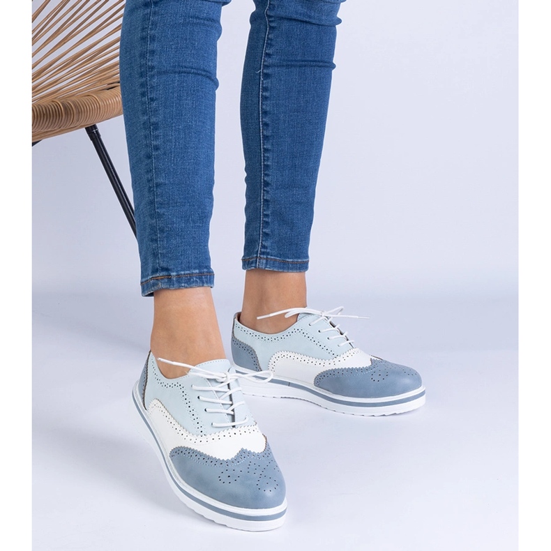 Blå klassiska Oxford -skor 1