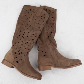 Women's Openwork Boots Brown Suede S.Barski HY51-176 brun 1