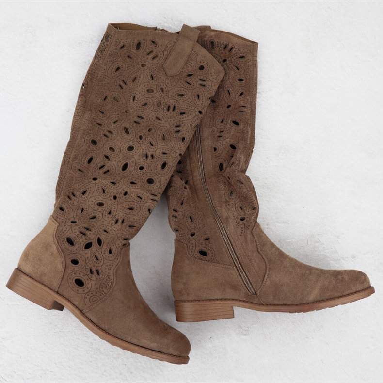 Women's Openwork Boots Brown Suede S.Barski HY51-176 brun 1