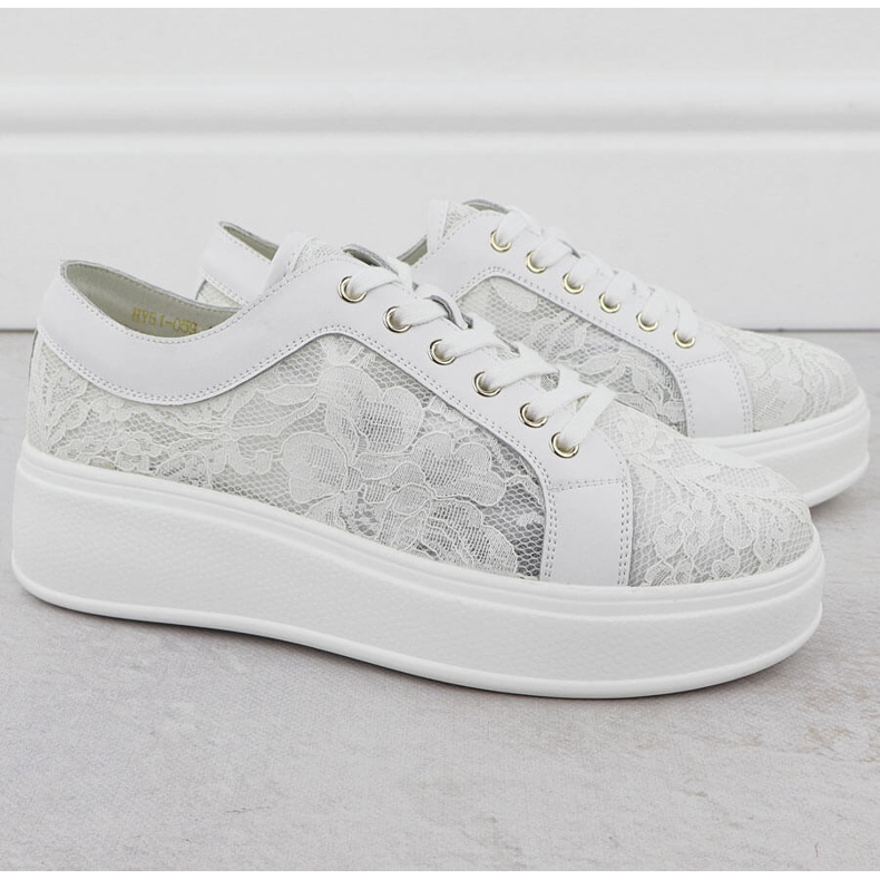 S.Barski Skor på Białe S. Barski HY51-059 spetsplattform vit 2