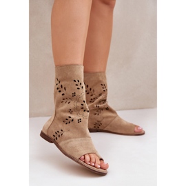 Zazoo 3437 mockasandaler för kvinnor med ovandel med dragkedja, beige 2