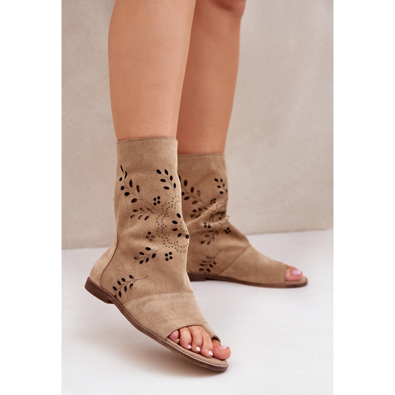 Zazoo 3437 mockasandaler för kvinnor med ovandel med dragkedja, beige 2