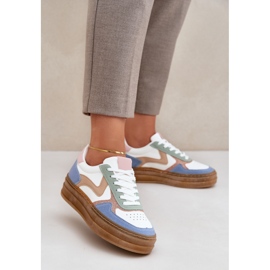 Kvinnors smyger med glitter på plattformen blå 2