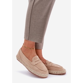 Kvinnors espadrilles med en jute fläta på en platt beige sula 1