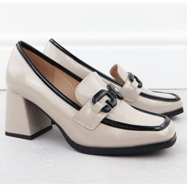 Målade skor potocki sz12553 med en prydnad beige 2