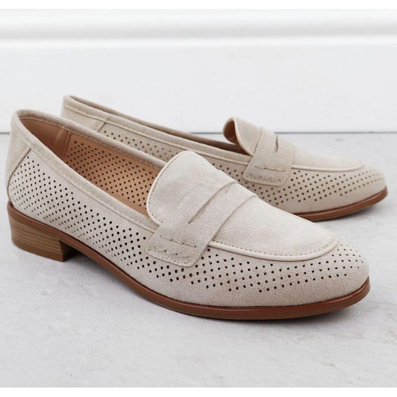 OpenWork Suede Shoes Lords Potocki SZ12585 Beige 2