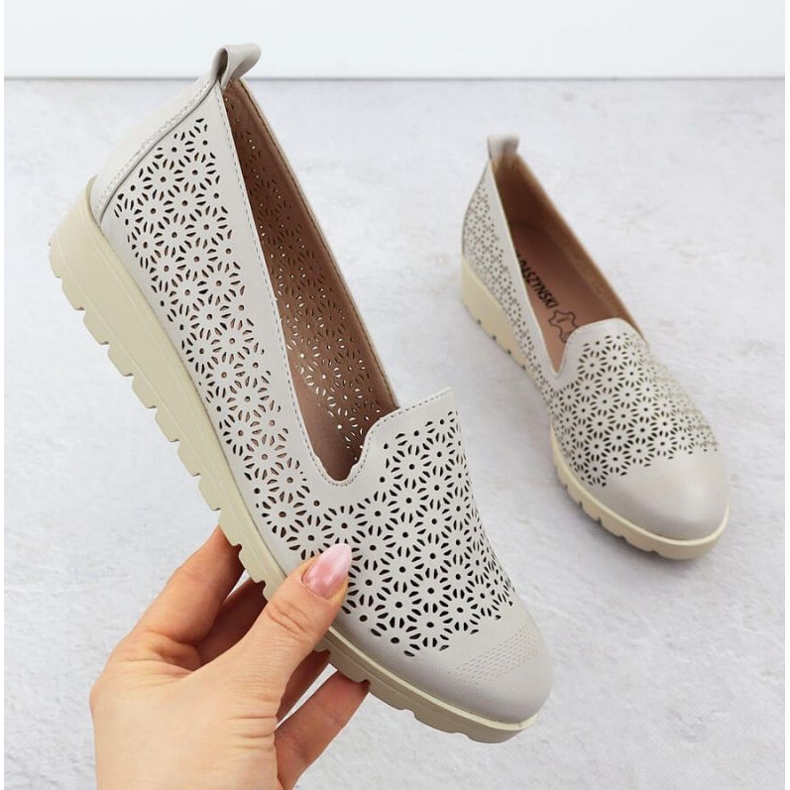 M.Daszyński Skor på M. Daszyński MR1628-20 i blommor grå 1