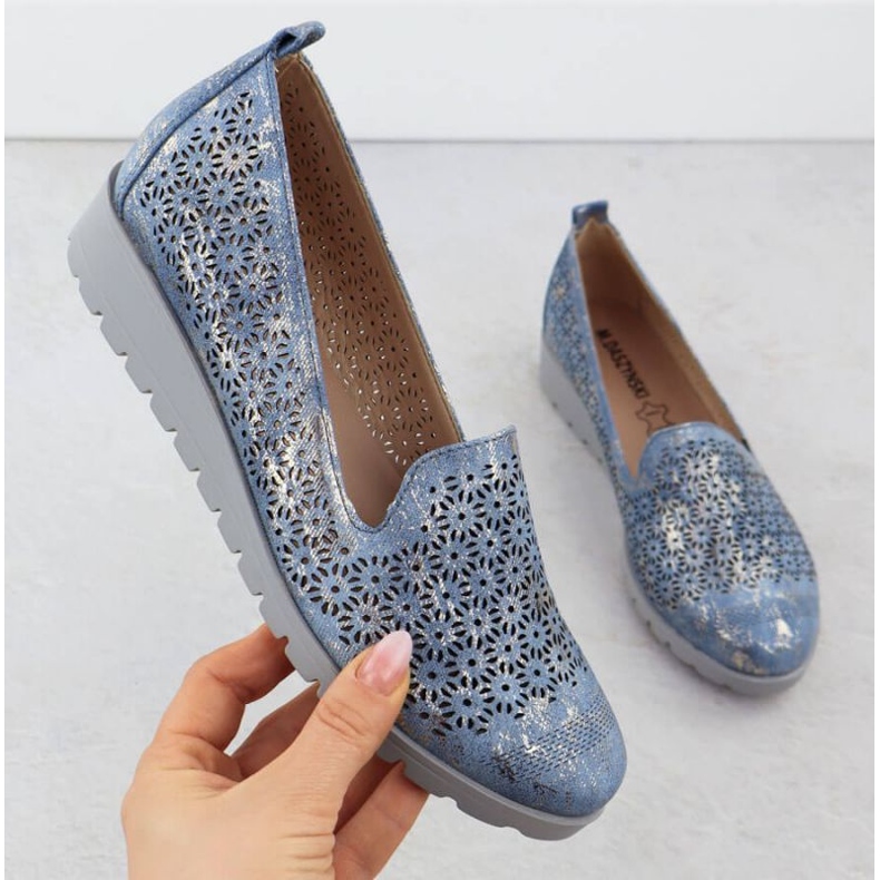 M.Daszyński Skor på M. Daszyński MR1628-20 i blommor blå 1