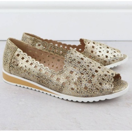 OpenWork Shoes Open Toe Jezzi Asa135-1 Guld gyllene 2