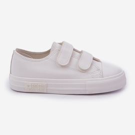 Barnsneakers i läder med kardborre Big Star KK374055 Vit 8