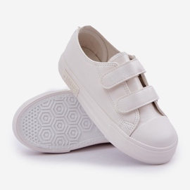 Barnsneakers i läder med kardborre Big Star KK374055 Vit 6