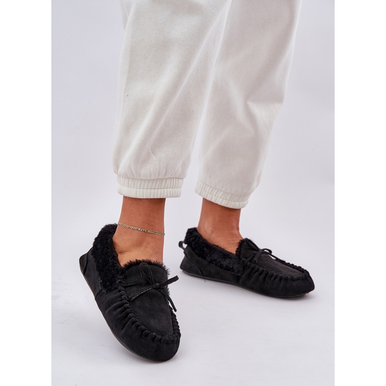 Kvinnors loafers med svart päls 2