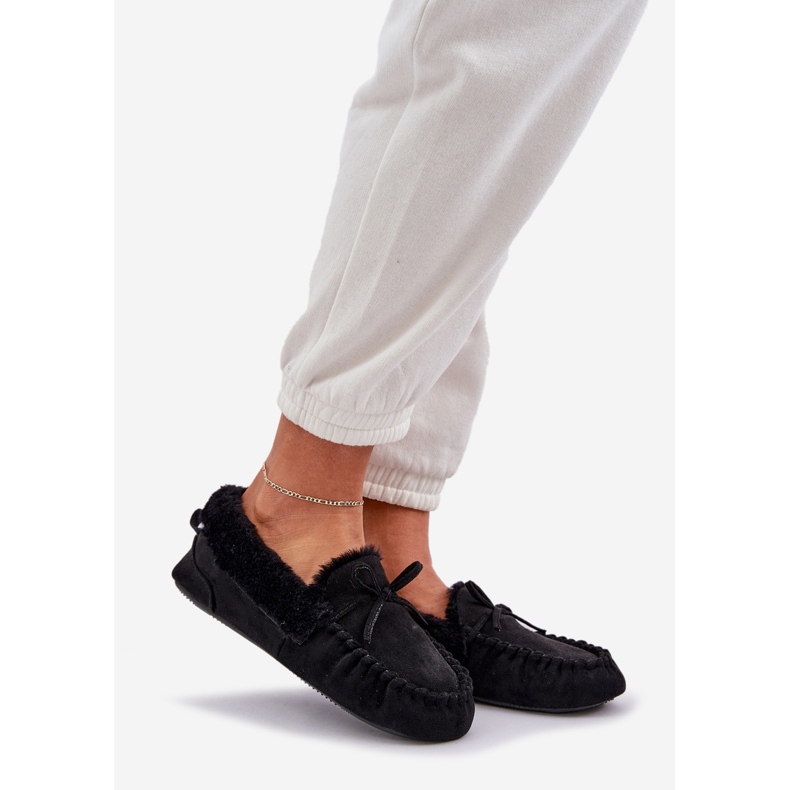 Kvinnors loafers med svart päls 1