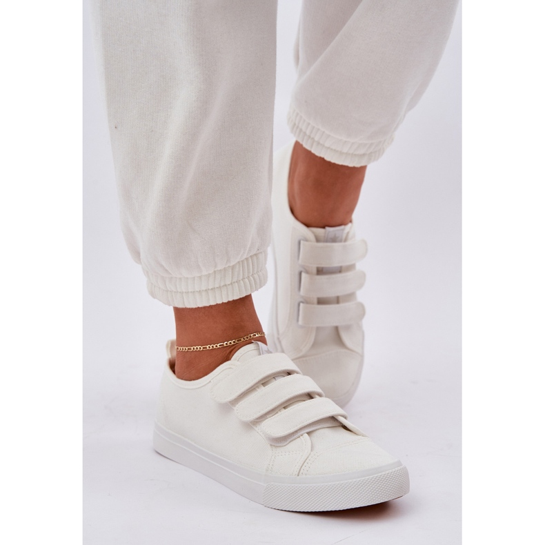 Ungdom låg kardborrsneakers vit 1