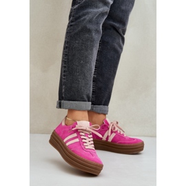 Zazoo N1068S4 Kvinnors mocka sneakers på fuchsia -plattformen rosa 2