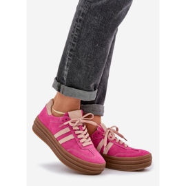 Zazoo N1068S4 Kvinnors mocka sneakers på fuchsia -plattformen rosa 1
