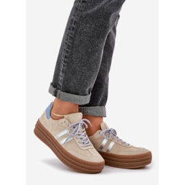 Zazoo N1068S4 Kvinnors mocka sneakers på plattformen beige 1