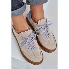 Zazoo N1068S4 Kvinnors mocka sneakers på plattformen beige 2