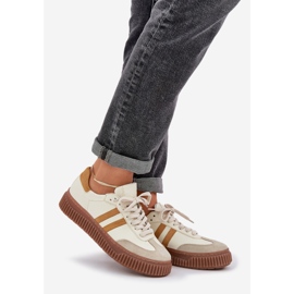 Zazoo N1068S6 Läder Låga kvinnors sneakers på plattformen Beige 1