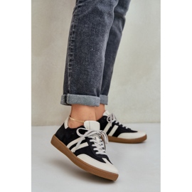 Zazoo N1068 Läder Låga kvinnors svarta sneakers 2