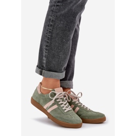 Zazoo N1068 Suede Low Women's Green Sneakers grön 1