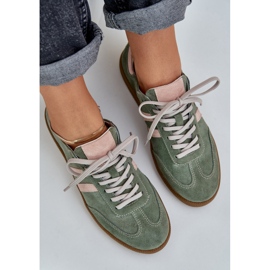 Zazoo N1068 Suede Low Women's Green Sneakers grön 2