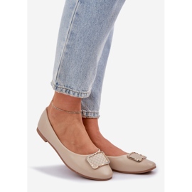 Eco Leather Ballerinas med beige dekoration 1