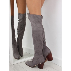 Grå Over-boots höga klackar 9125 D.GRAY 2