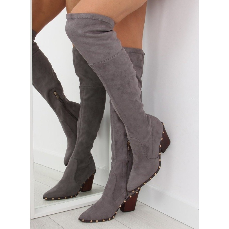 Grå Over-boots höga klackar 9125 D.GRAY 1