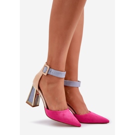 Sandaler på stolpen med spetsiga tår fuchsia rosa 1