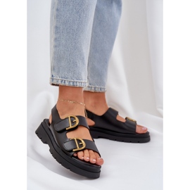 Eco lädersandaler med svarta klämmor 2