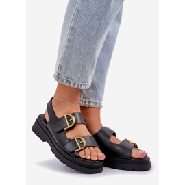 Eco lädersandaler med svarta klämmor 1