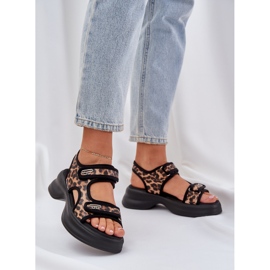 Eco Leather Light Sandals på Brown Leopard Print Platform brun 2