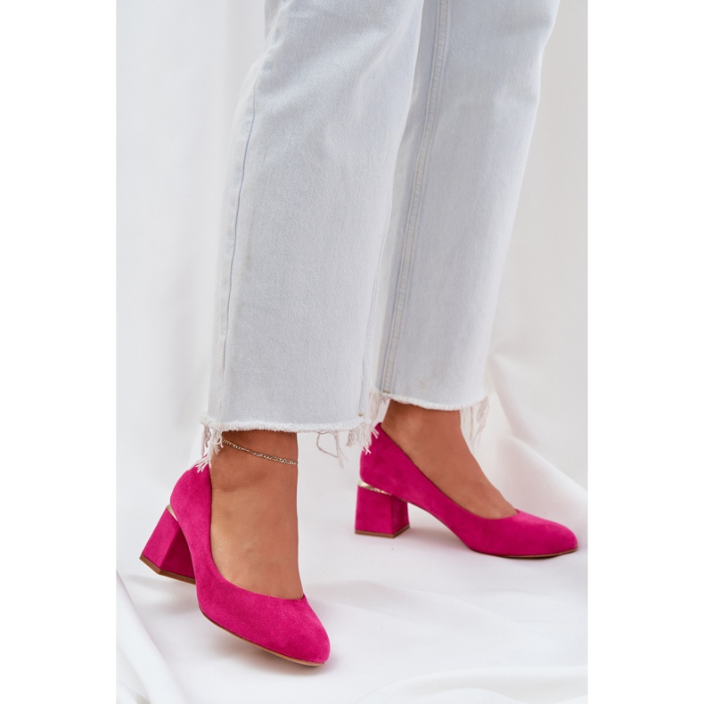 Eco Suede Pumps på pelaren Fuchsia rosa 2